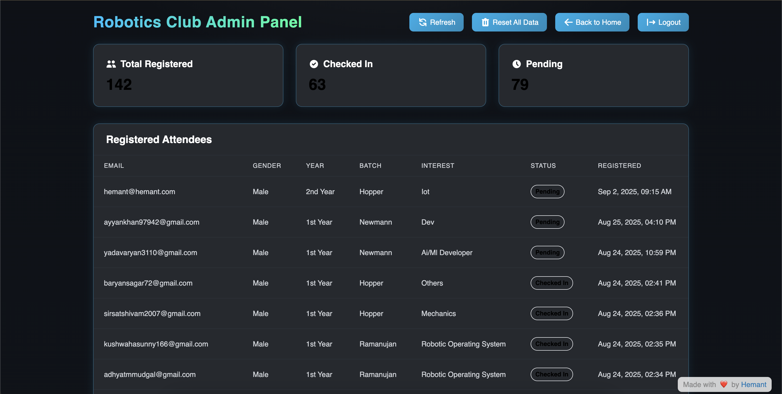 Robotics Club Website